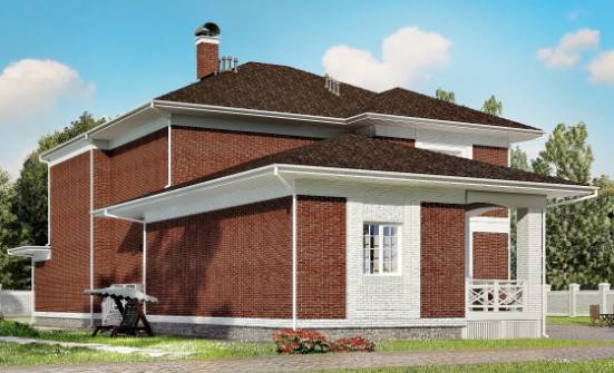 315-001-П Проект двухэтажного дома и гаражом, огромный загородный дом из кирпича Оса | Проекты домов от House Expert