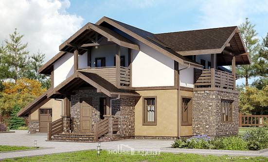 180-011-Л Проект двухэтажного дома с мансардой и гаражом, простой дом из поризованных блоков Чусовой | Проекты домов от House Expert