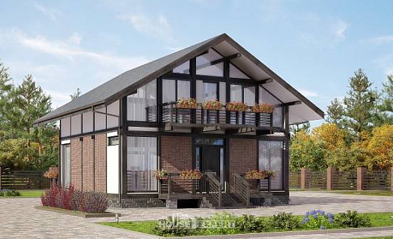 170-007-П Проект двухэтажного дома с мансардой, современный загородный дом из дерева Пермь | Проекты домов от House Expert