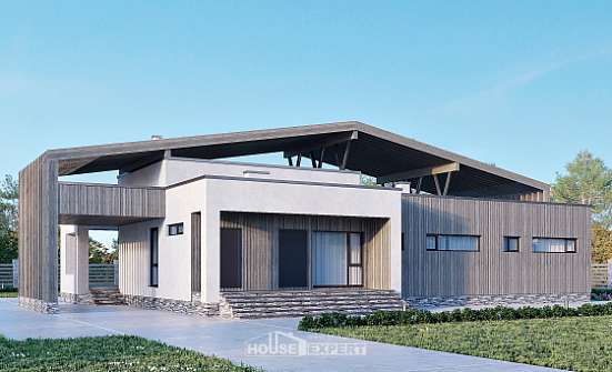 170-011-Л Проект одноэтажного дома, бюджетный коттедж из кирпича Оса | Проекты домов от House Expert