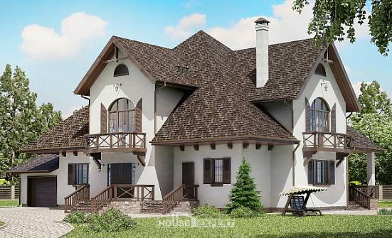 350-001-Л Проект двухэтажного дома мансардой, гараж, просторный загородный дом из арболита Красновишерск | Проекты домов от House Expert