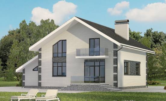 180-001-П Проект двухэтажного дома мансардой, гараж, небольшой коттедж из газосиликатных блоков Чусовой | Проекты домов от House Expert