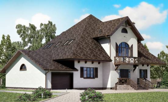 350-001-Л Проект двухэтажного дома мансардой, гараж, просторный загородный дом из арболита Красновишерск | Проекты домов от House Expert