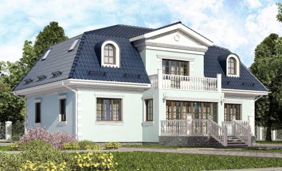210-004-Л Проект двухэтажного дома с мансардой, классический коттедж из бризолита Краснокамск | Проекты домов от House Expert
