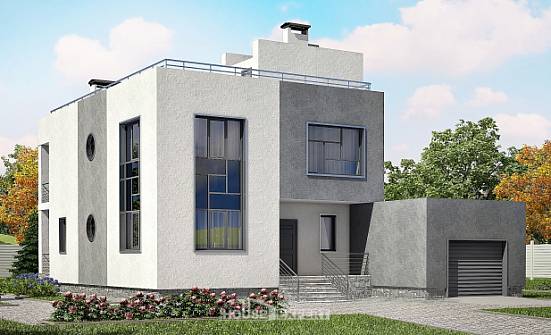 255-001-П Проект двухэтажного дома и гаражом, современный домик из газобетона Оса | Проекты домов от House Expert
