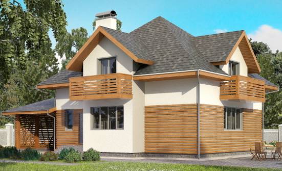 155-004-П Проект двухэтажного дома мансардный этаж, гараж, современный домик из твинблока Чердынь | Проекты домов от House Expert