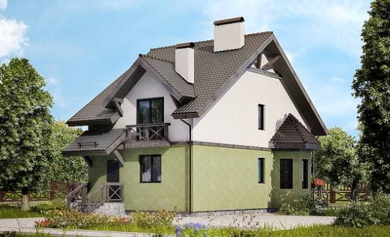 120-003-П Проект двухэтажного дома мансардный этаж, небольшой загородный дом из керамзитобетонных блоков Кунгур | Проекты домов от House Expert