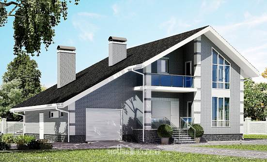 190-006-Л Проект двухэтажного дома с мансардой, гараж, классический дом из поризованных блоков Красновишерск | Проекты домов от House Expert