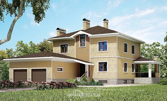 350-002-Л Проект трехэтажного дома и гаражом, красивый загородный дом из кирпича Пермь | Проекты домов от House Expert