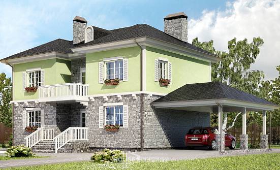 155-006-П Проект двухэтажного дома, гараж, уютный домик из газобетона Кунгур | Проекты домов от House Expert