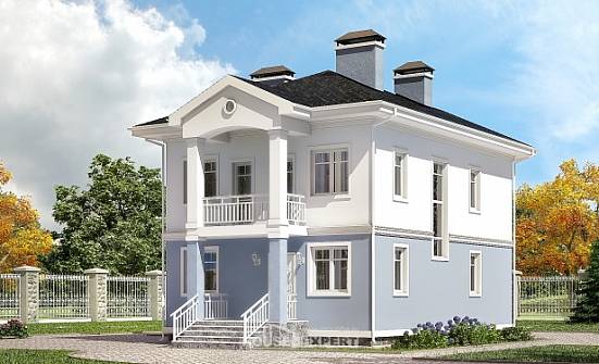 120-001-П Проект двухэтажного дома, красивый коттедж из бризолита Очер | Проекты домов от House Expert