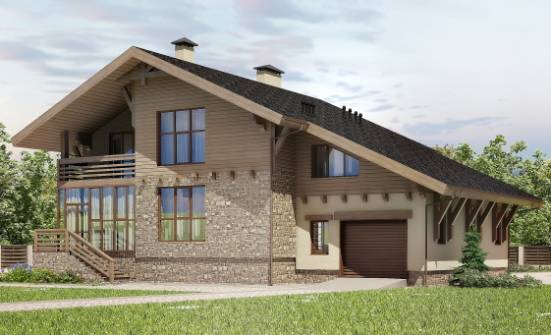 420-001-Л Проект трехэтажного дома с мансардой, гараж, уютный коттедж из кирпича Пермь | Проекты домов от House Expert