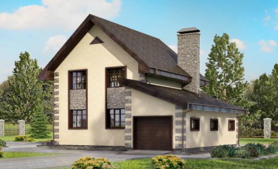 160-004-П Проект двухэтажного дома, гараж, бюджетный загородный дом из арболита Чайковский | Проекты домов от House Expert
