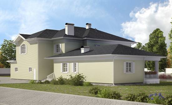 410-002-Л Проект двухэтажного дома, гараж, большой домик из арболита Оса | Проекты домов от House Expert
