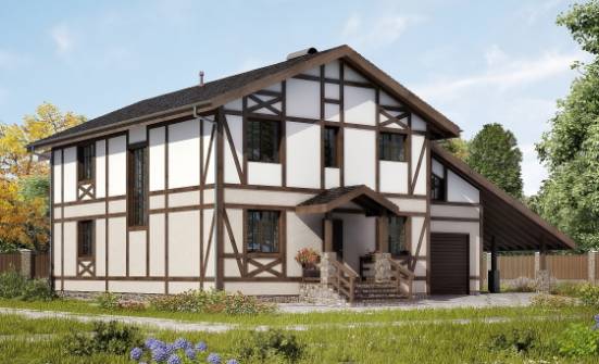 250-002-П Проект двухэтажного дома с мансардой и гаражом, красивый домик из кирпича Кунгур | Проекты домов от House Expert
