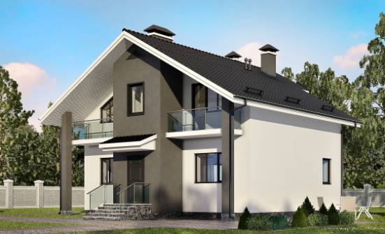 150-005-Л Проект двухэтажного дома с мансардой, экономичный загородный дом из блока Соликамск | Проекты домов от House Expert