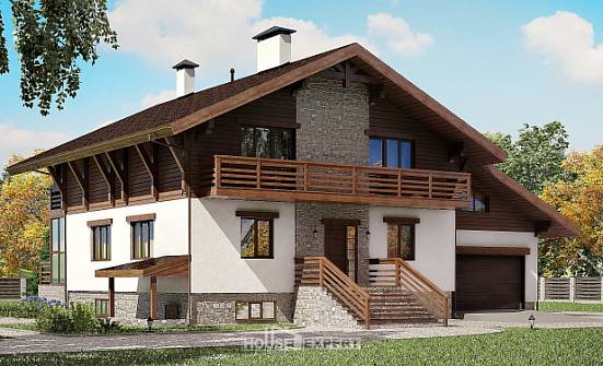 420-001-П Проект трехэтажного дома с мансардным этажом, гараж, просторный домик из кирпича Чердынь | Проекты домов от House Expert