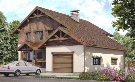 200-003-П Проект двухэтажного дома и гаражом, просторный дом из арболита Чернушка | Проекты домов от House Expert