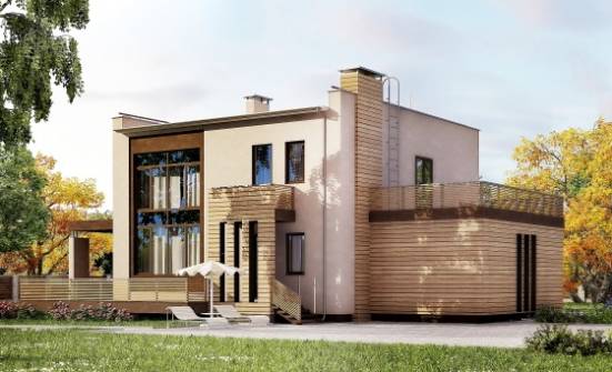 220-003-Л Проект двухэтажного дома и гаражом, средний коттедж из бризолита Соликамск | Проекты домов от House Expert