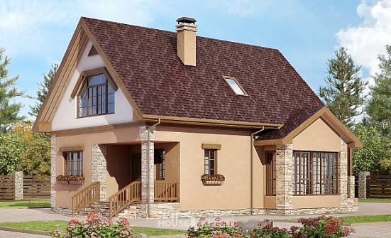 140-002-П Проект двухэтажного дома мансардой, уютный дом из твинблока Соликамск | Проекты домов от House Expert