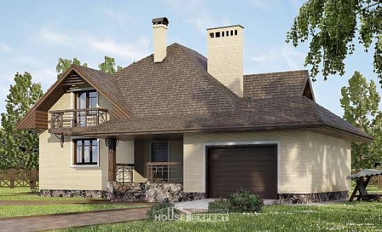 275-003-П Проект двухэтажного дома мансардой и гаражом, красивый загородный дом из кирпича Чернушка | Проекты домов от House Expert