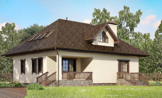 200-001-Л Проект двухэтажного дома с мансардой, гараж, простой загородный дом из газобетона Соликамск | Проекты домов от House Expert