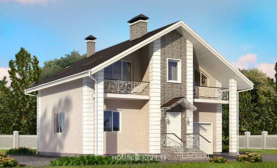 150-002-П Проект двухэтажного дома мансардой, гараж, бюджетный домик из газосиликатных блоков Губаха | Проекты домов от House Expert