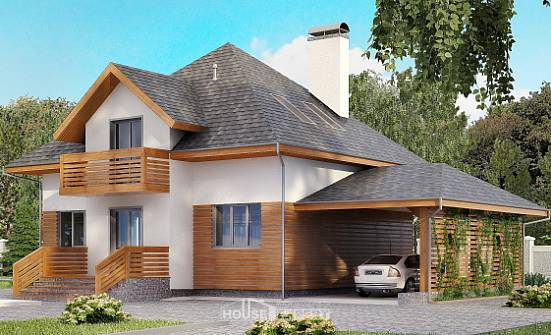 155-004-П Проект двухэтажного дома мансардный этаж, гараж, современный домик из твинблока Чердынь | Проекты домов от House Expert