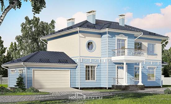 285-003-Л Проект двухэтажного дома и гаражом, большой дом из кирпича Чайковский | Проекты домов от House Expert