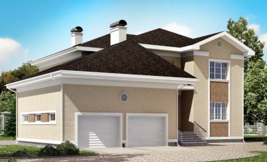 335-001-Л Проект двухэтажного дома и гаражом, большой коттедж из кирпича Очер | Проекты домов от House Expert