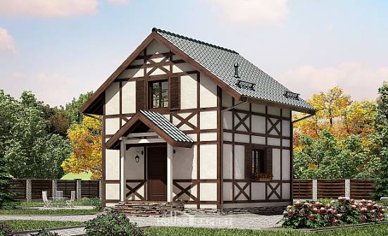 060-002-П Проект двухэтажного дома с мансардой, недорогой домик из бревен Лысьва | Проекты домов от House Expert