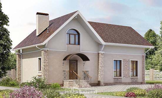 150-012-Л Проект двухэтажного дома мансардный этаж, скромный загородный дом из арболита Оса | Проекты домов от House Expert
