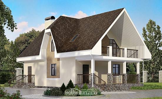 125-001-Л Проект двухэтажного дома мансардный этаж, простой домик из газосиликатных блоков Верещагино | Проекты домов от House Expert