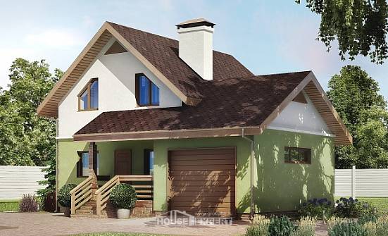 120-002-П Проект двухэтажного дома мансардой, гараж, красивый коттедж из арболита Чернушка | Проекты домов от House Expert