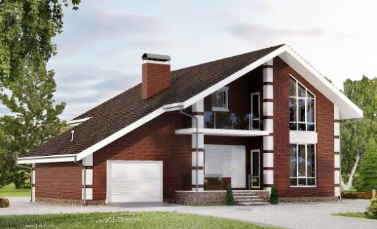 180-001-Л Проект двухэтажного дома с мансардой и гаражом, простой загородный дом из газобетона Верещагино | Проекты домов от House Expert