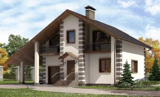 150-003-Л Проект двухэтажного дома с мансардой и гаражом, бюджетный дом из дерева Лысьва | Проекты домов от House Expert