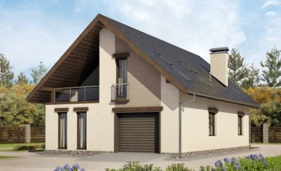 185-005-Л Проект двухэтажного дома мансардой и гаражом, красивый коттедж из газобетона Чердынь | Проекты домов от House Expert
