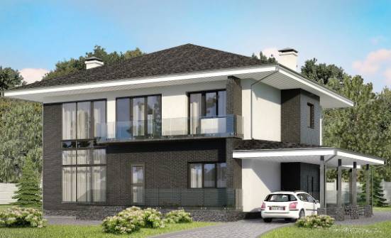 245-002-П Проект двухэтажного дома и гаражом, классический коттедж из газосиликатных блоков Чернушка | Проекты домов от House Expert