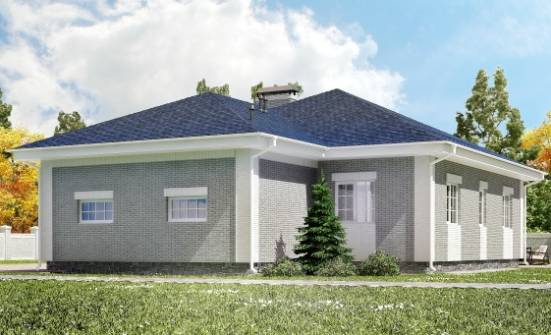 130-002-П Проект одноэтажного дома и гаражом, небольшой дом из арболита Добрянка | Проекты домов от House Expert