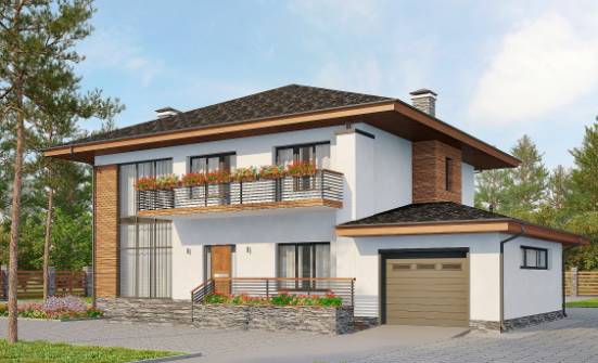 305-001-П Проект двухэтажного дома, гараж, красивый коттедж из бризолита Чусовой | Проекты домов от House Expert