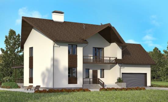 300-002-П Проект двухэтажного дома мансардой и гаражом, красивый домик из поризованных блоков Березники | Проекты домов от House Expert
