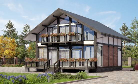 170-007-П Проект двухэтажного дома с мансардой, современный загородный дом из дерева Пермь | Проекты домов от House Expert