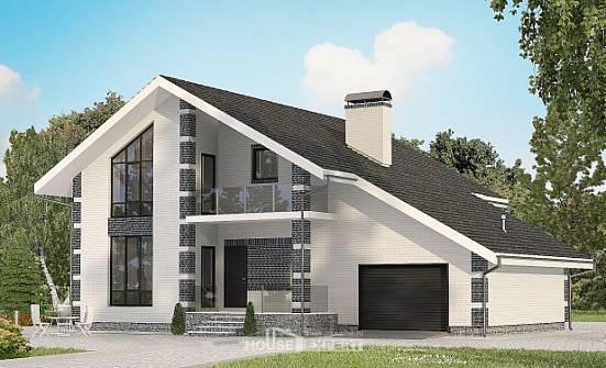 180-001-П Проект двухэтажного дома мансардой, гараж, небольшой коттедж из газосиликатных блоков Чусовой | Проекты домов от House Expert