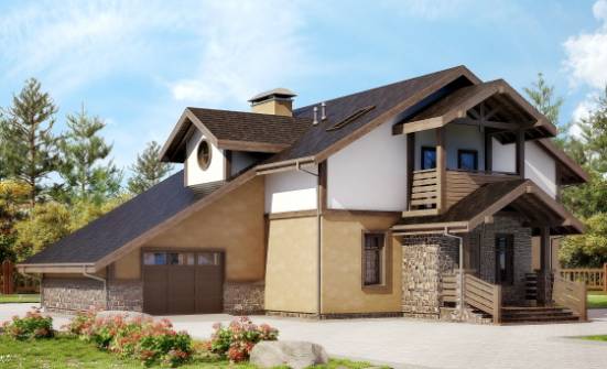 180-011-Л Проект двухэтажного дома с мансардой и гаражом, простой дом из поризованных блоков Чусовой | Проекты домов от House Expert