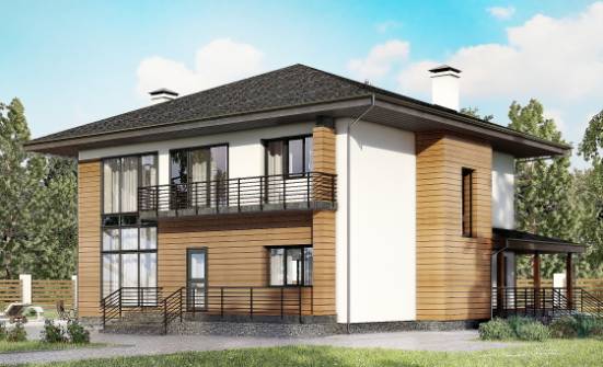 245-001-П Проект двухэтажного дома, красивый дом из арболита Кунгур | Проекты домов от House Expert