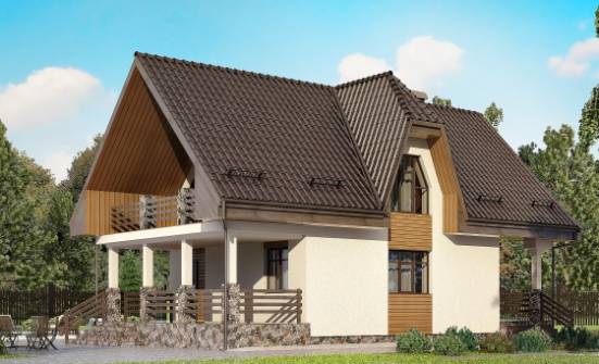 150-001-Л Проект двухэтажного дома с мансардным этажом, гараж, уютный дом из блока Красновишерск | Проекты домов от House Expert