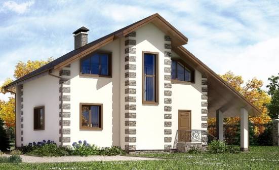 150-003-Л Проект двухэтажного дома с мансардой и гаражом, бюджетный дом из дерева Лысьва | Проекты домов от House Expert