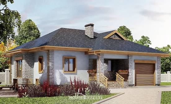 130-006-П Проект одноэтажного дома, гараж, современный дом из блока Красновишерск | Проекты домов от House Expert