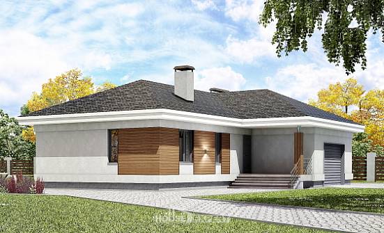 165-001-П Проект одноэтажного дома и гаражом, красивый дом из пеноблока Лысьва | Проекты домов от House Expert