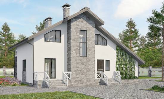 180-017-Л Проект двухэтажного дома с мансардой, гараж, простой дом из арболита Кунгур | Проекты домов от House Expert